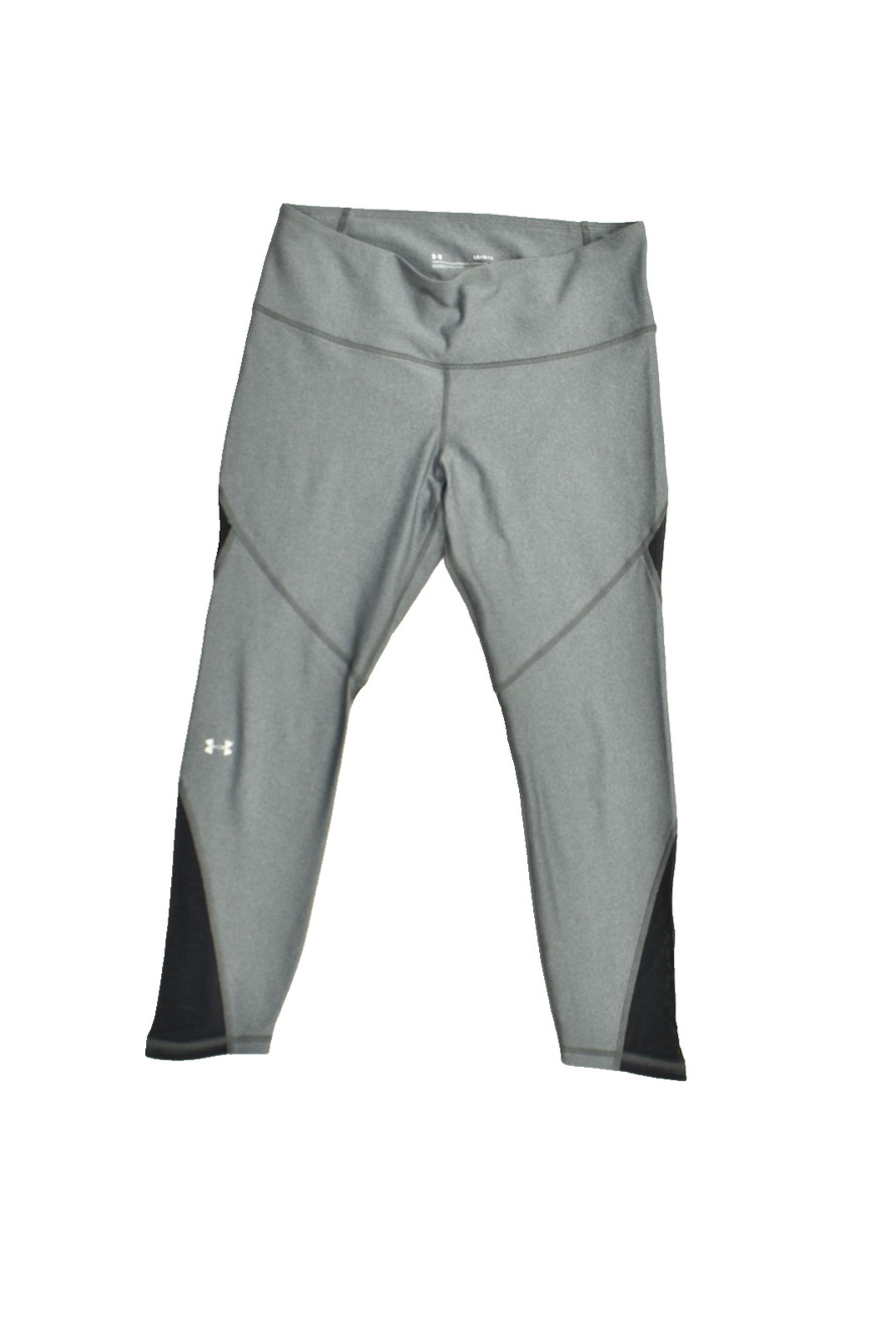 Under Armour HeatGear Gray Compression Cropped Leggings Women's Size Large Mesh